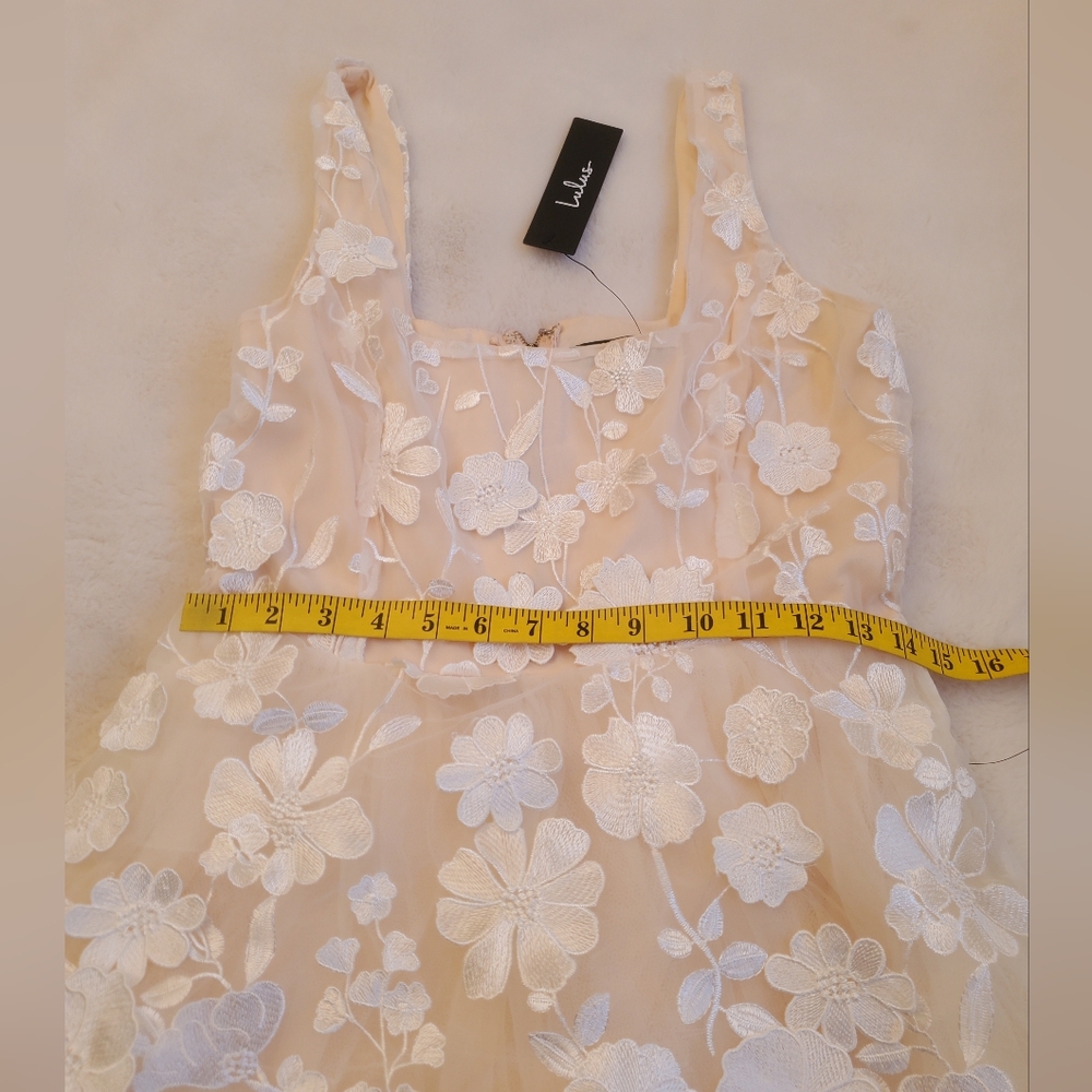 New Lulus Divine Intentions 3D Floral Embroidered Skater Dress Size Small - Picture 8 of 14
